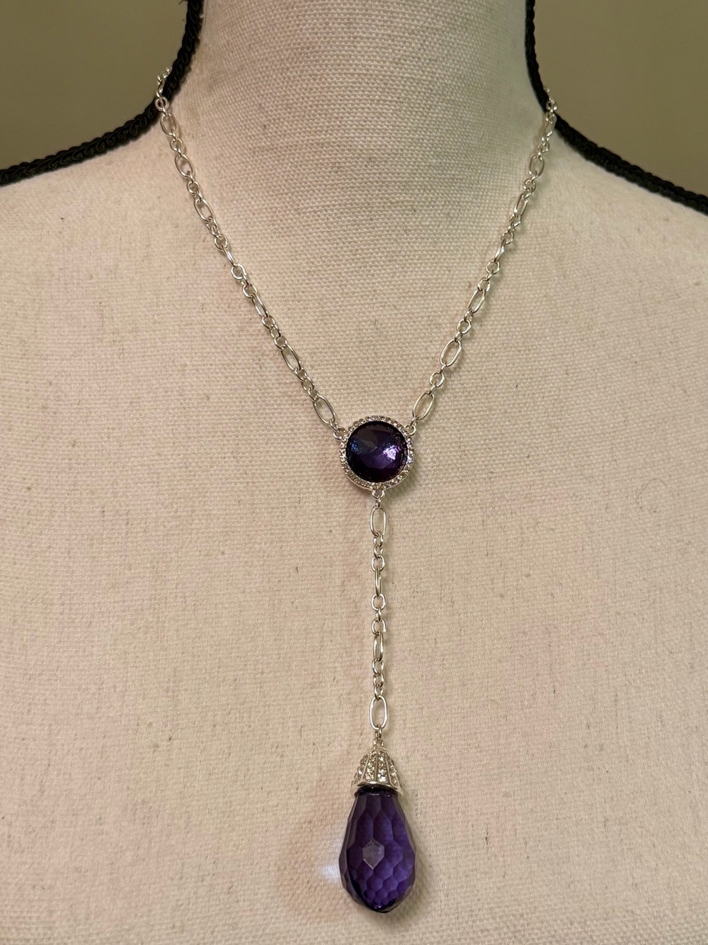 Joan Rivers Classics Collection Silver-Tone Lariat Necklace with Stones